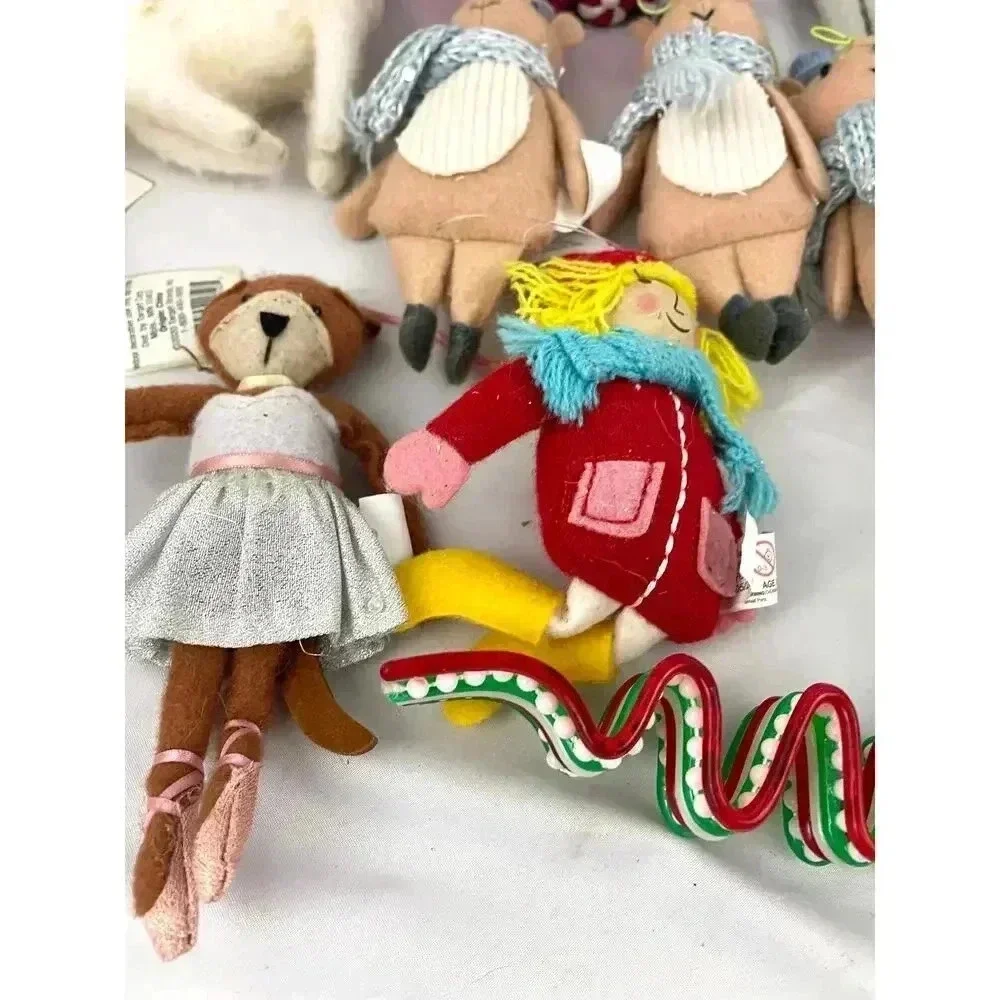 Lot of 27 Plush Dressed Animals Christmas Fabric Ornaments Train‎ Llama Bear
